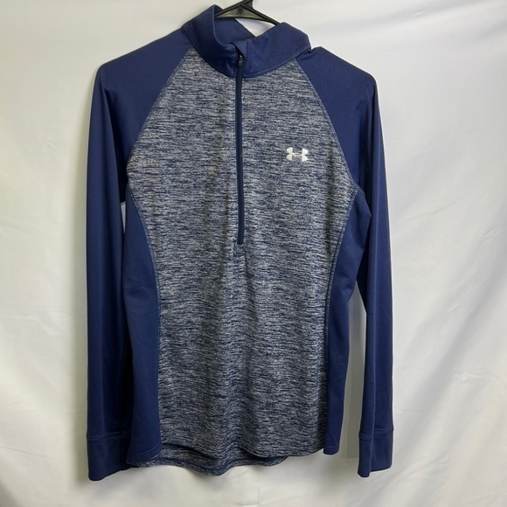 Under Armour Shirt Blue Quarter Zip Performance Ladies Top Mock Women's Sz Med